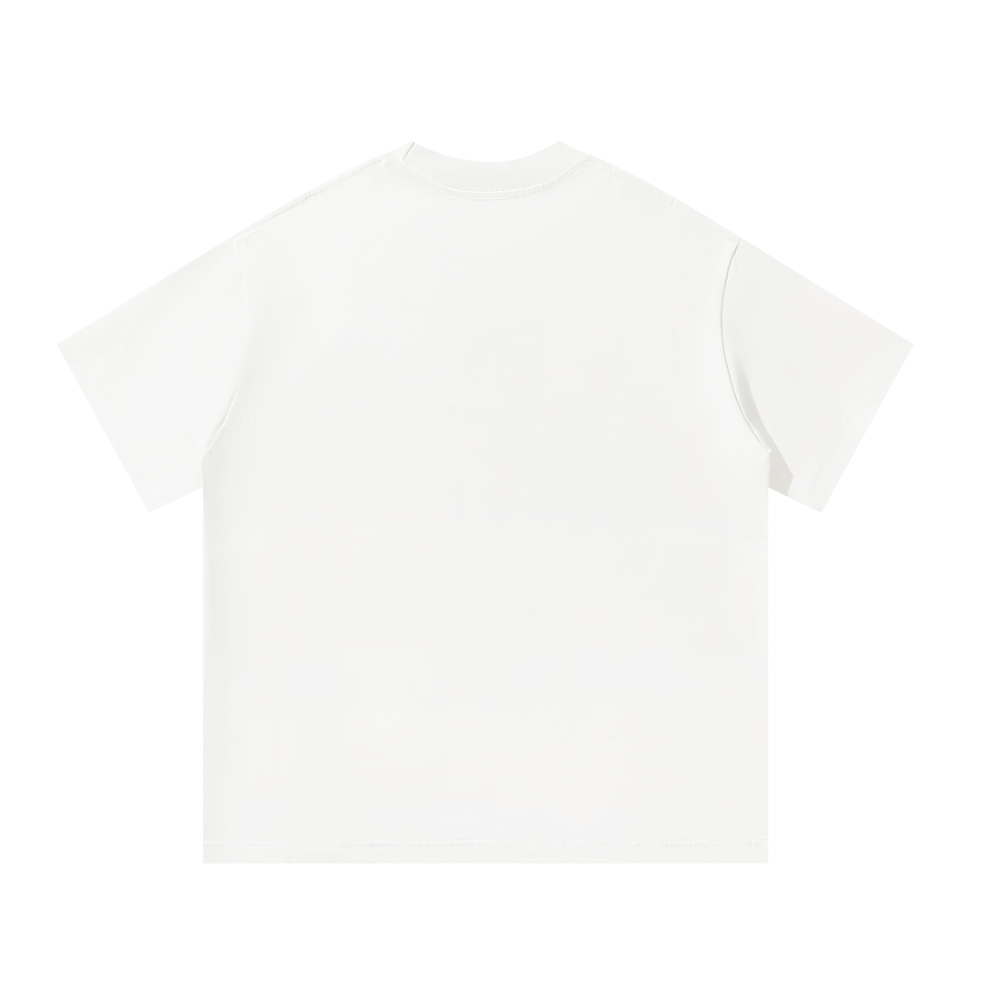 White oversized unisex heavyweight T-shirt, crew neck, back view