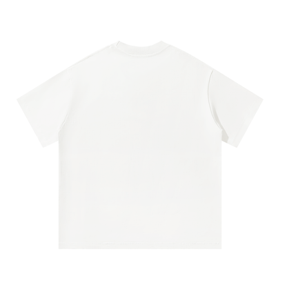 Oversized unisex T-shirt, white, crew neck, short sleeves, plain back