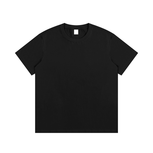 Black cotton T-shirt with crew neck, short sleeves, relaxed fit