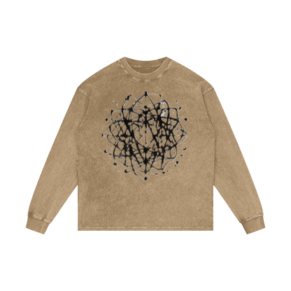 ABSTRACT EXPRESSION Acid Wash Oversize Long Sleeve T-Shirt by ODMPOD