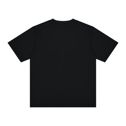 Solid black crewneck T-shirt, short sleeves, regular fit