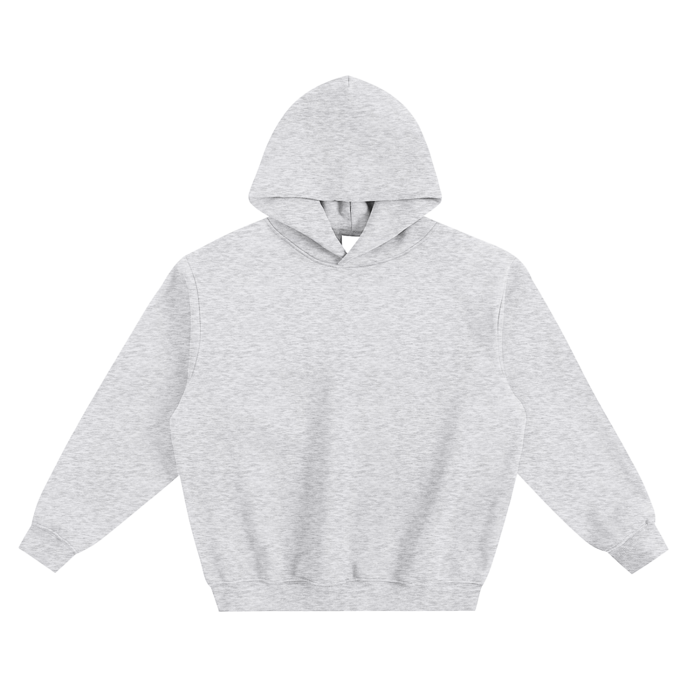Oversized boxy hoodie, light gray with hood up and long sleeves