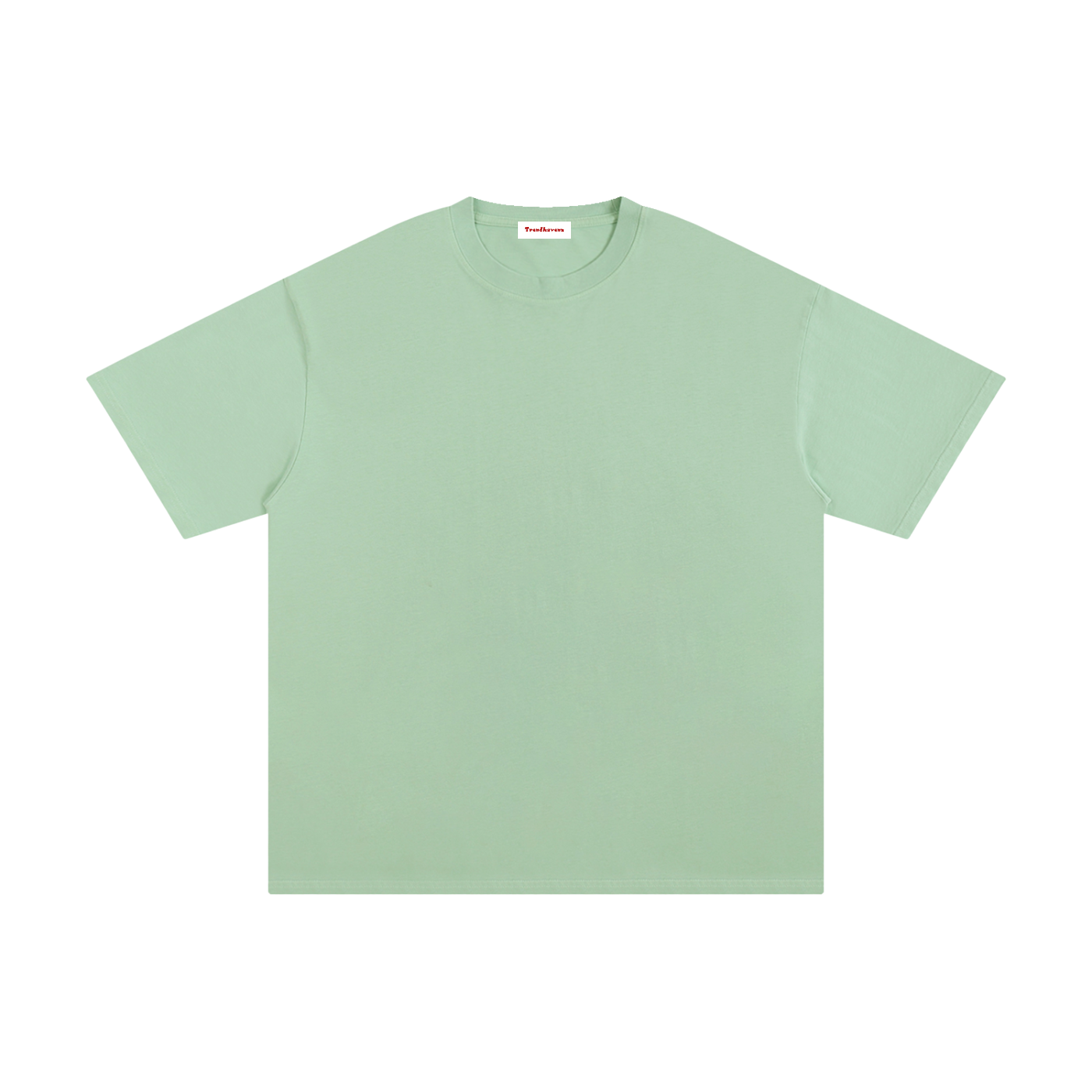 Mint green pure cotton T-shirt, crew neck, short sleeves