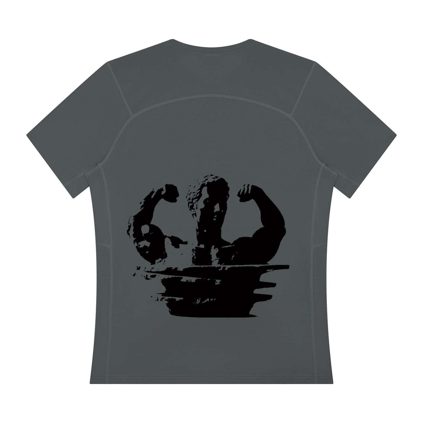 Men's performance t-shirt, dark gray with large black chest graphic