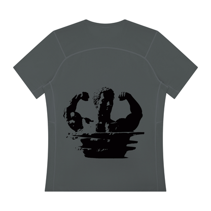 Men's performance t-shirt, dark gray with large black chest graphic