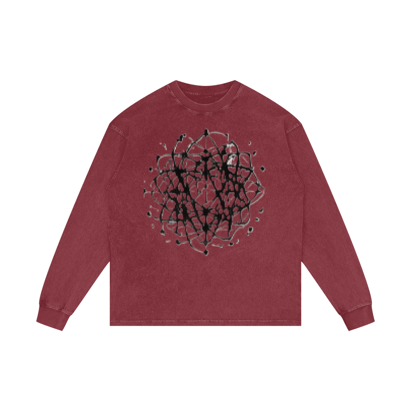 ABSTRACT EXPRESSION Acid Wash Oversize Long Sleeve T-Shirt by ODMPOD