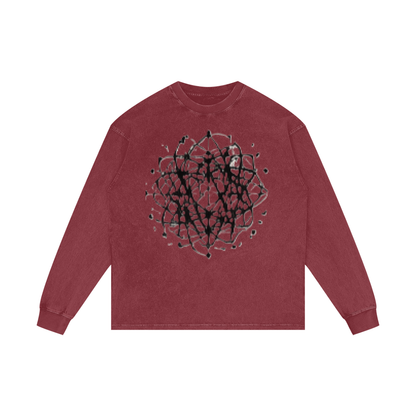 ABSTRACT EXPRESSION Acid Wash Oversize Long Sleeve T-Shirt by ODMPOD