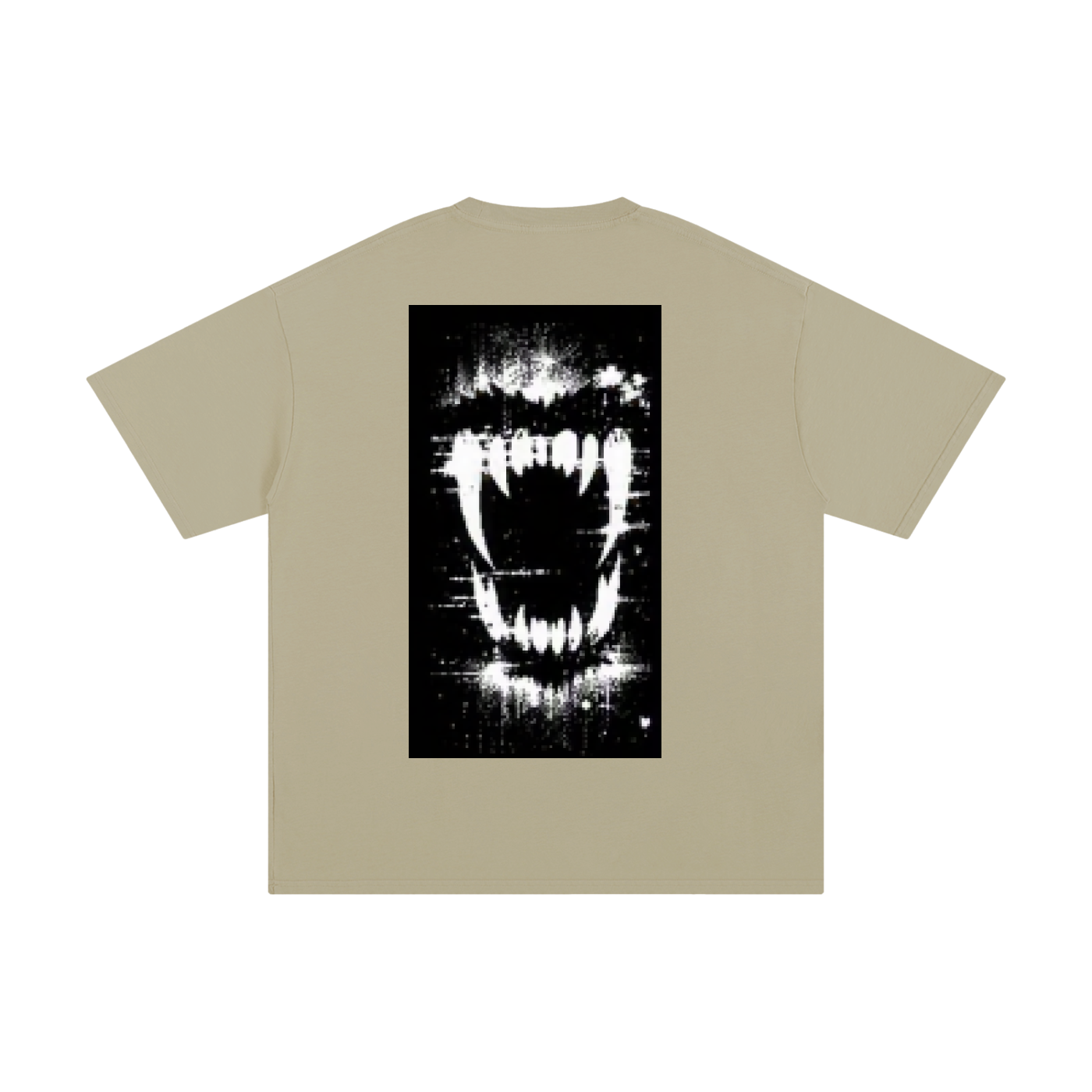FERAL pure cotton T-shirt, light apricot, front graphic print