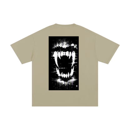 FERAL pure cotton T-shirt, light apricot, front graphic print