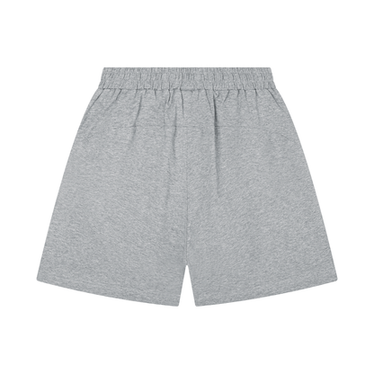 Heather gray unisex regular-fit shorts with elastic waistband and relaxed A-line shape