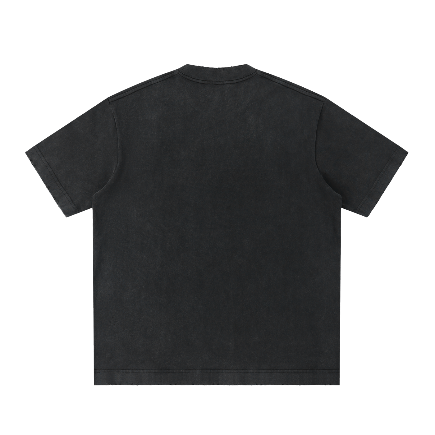 Black heavyweight vintage washed T-shirt, crew neck, short sleeves, back