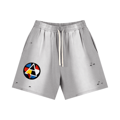 BAUHAUS Sun Fade Distressed Shorts by ODMPOD