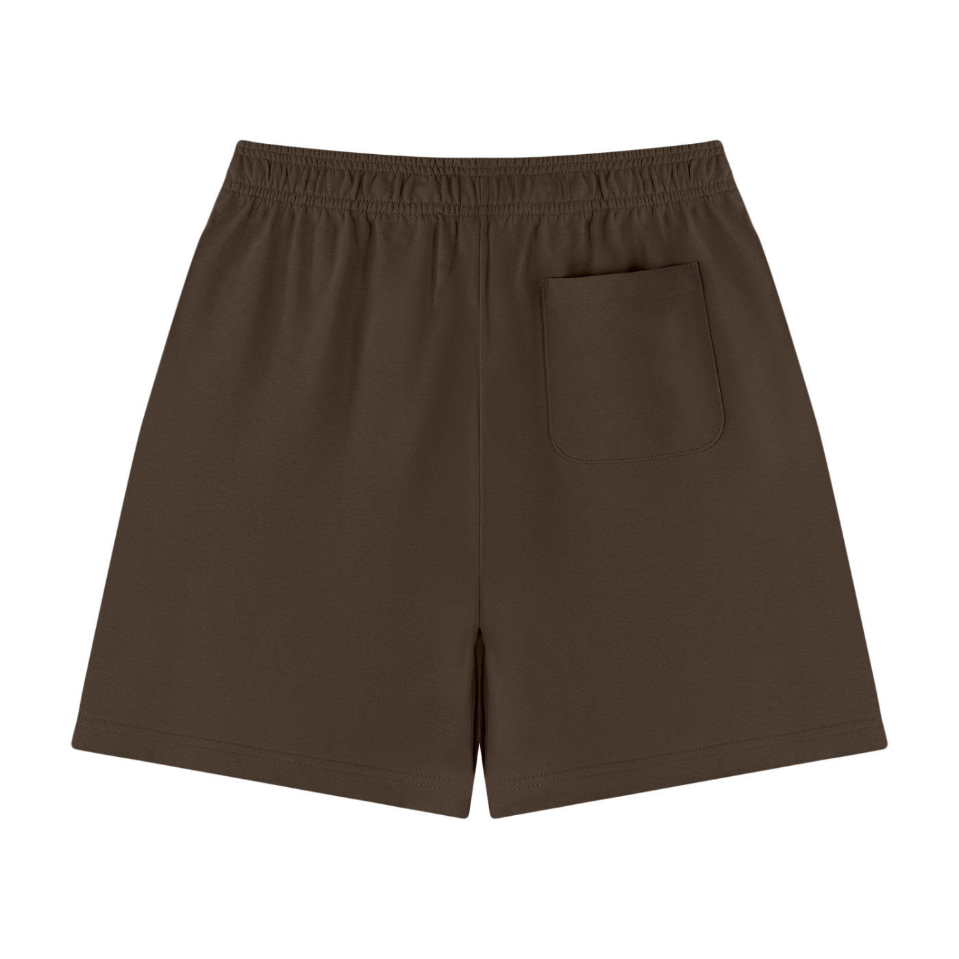 Unisex cotton shorts in dark brown with side pocket and elastic waistband