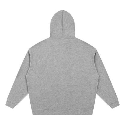Unisex pullover hoodie, light gray back view with hood and kangaroo pocket