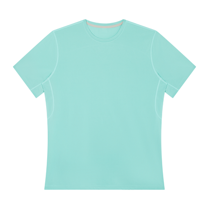 Men's regular-fit performance t-shirt, light teal, crew neck, short sleeves, front view