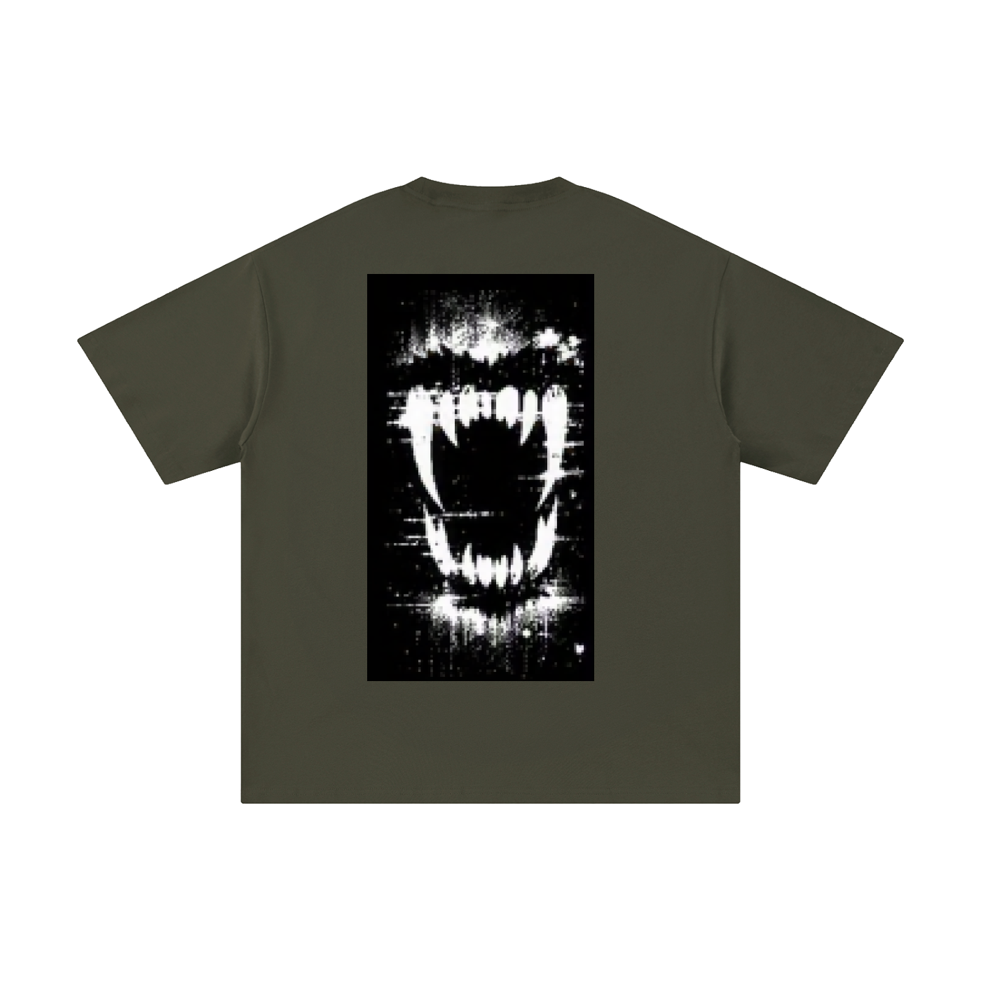 FERAL pure cotton T-shirt, dark green, front graphic print