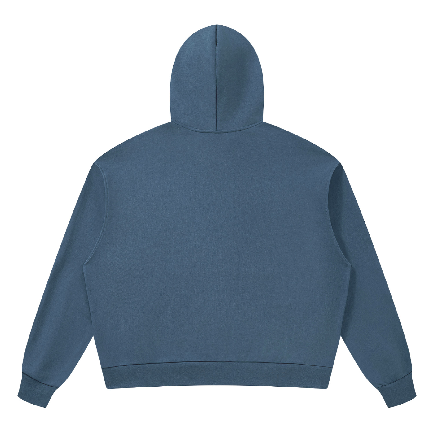 Haze blue oversized pullover hoodie with hood, back view