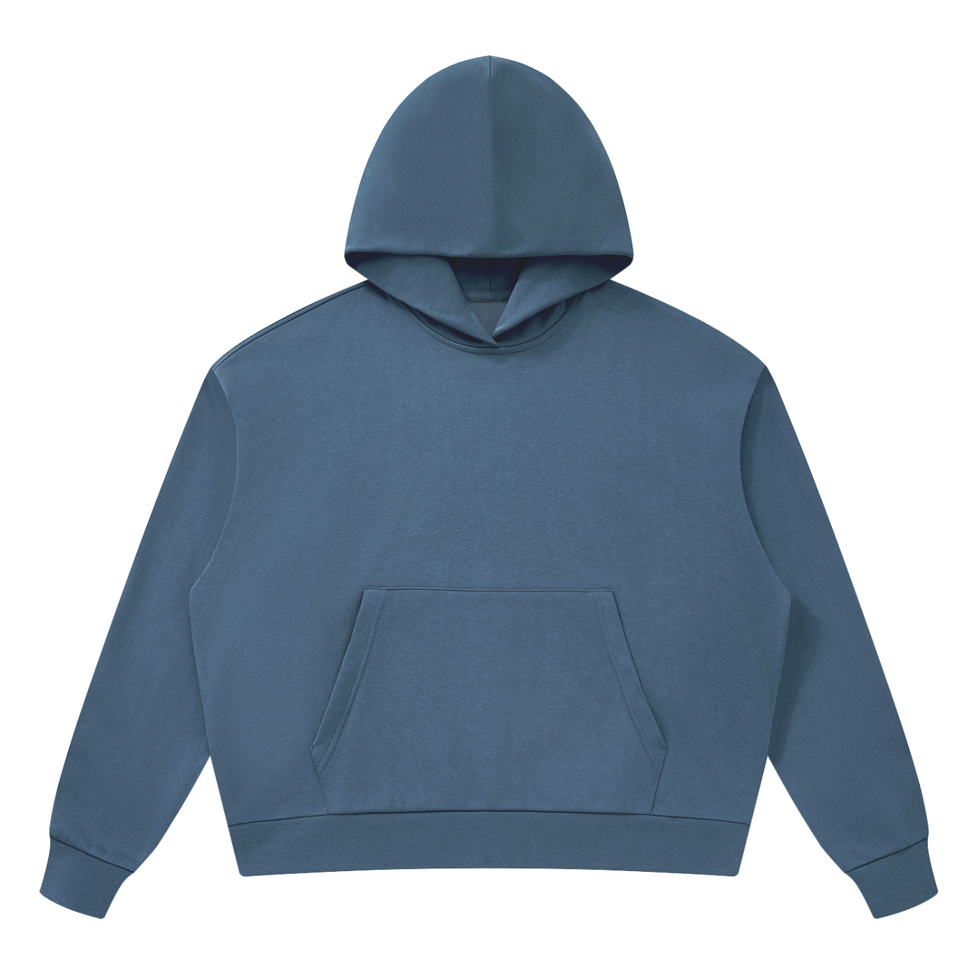Haze blue oversized pullover hoodie with hood and front pouch pocket