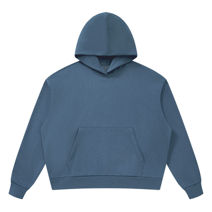 Haze blue oversized pullover hoodie with hood and front pouch pocket