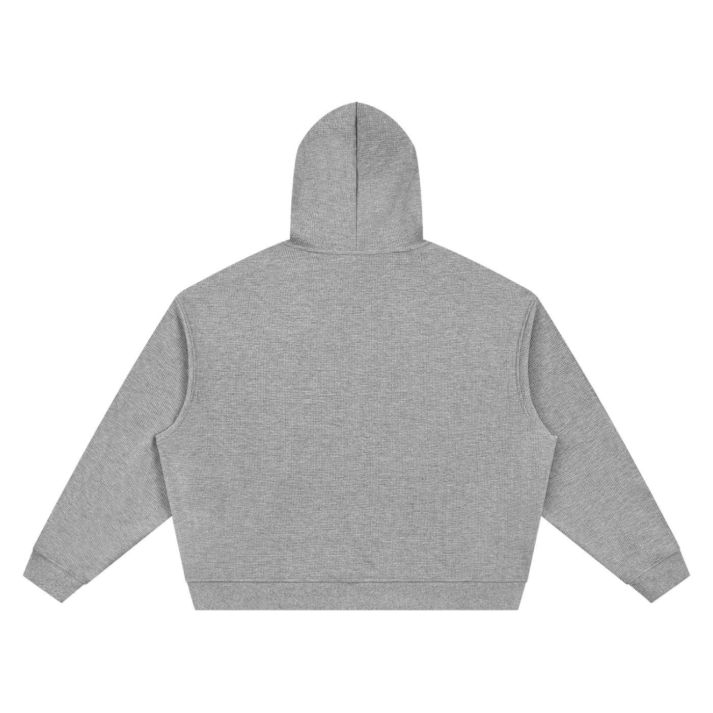 Unisex boxy pullover hoodie, textured gray with hood and back plain design