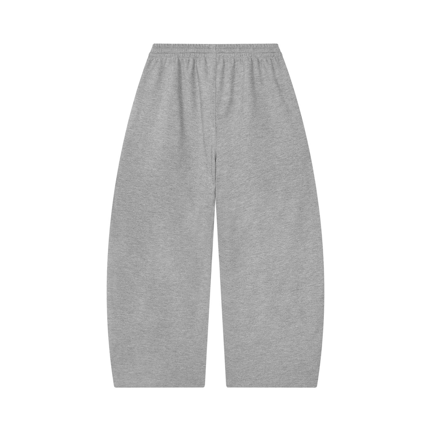 Waffle barrel leg pants in light gray, relaxed wide-leg barrel fit