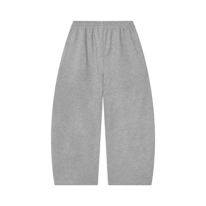 Waffle barrel leg pants in light gray, relaxed wide-leg barrel fit