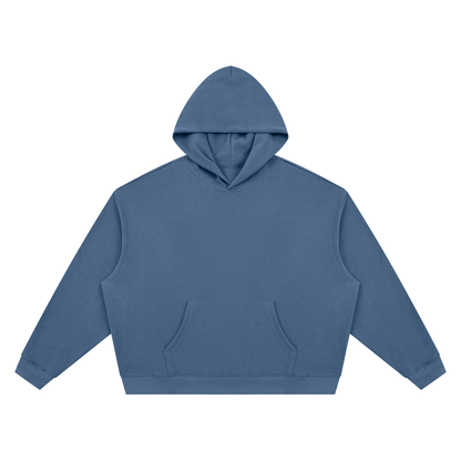 Unisex waffle boxy hoodie, blue, pullover with hood and front kangaroo pocket