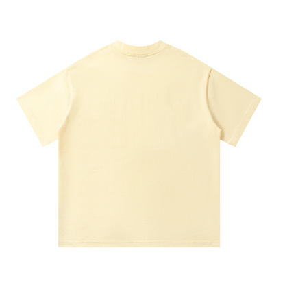 Oversized unisex T-shirt, light apricot, crew neck, short sleeves, plain back