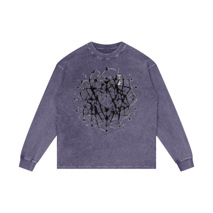 ABSTRACT EXPRESSION Acid Wash Oversize Long Sleeve T-Shirt by ODMPOD