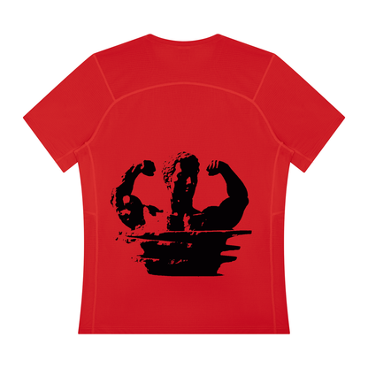 Men's regular-fit performance t-shirt, red, crew neck, back view with large graphic