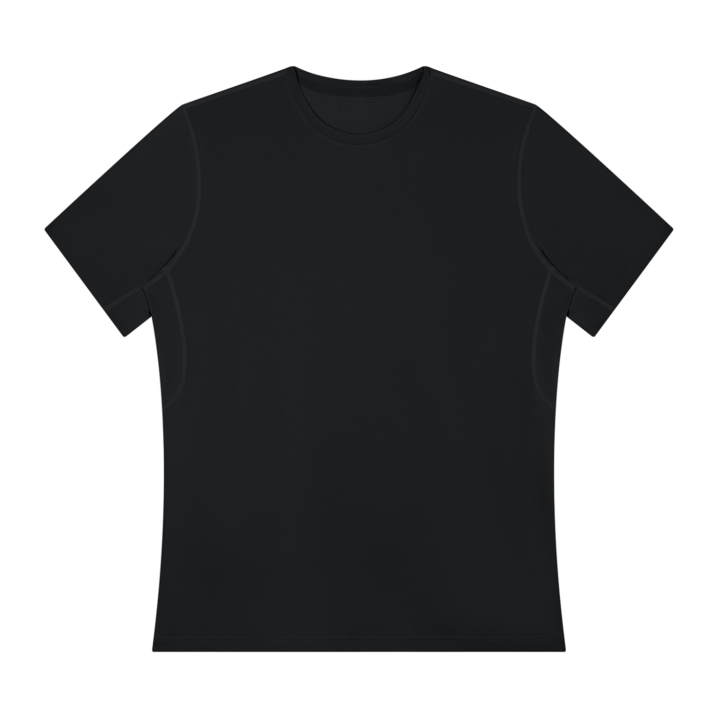 Men's regular-fit performance t-shirt, black, short-sleeve crew neck, front view