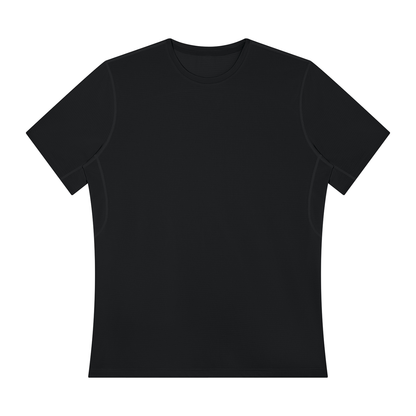 Men's regular-fit performance t-shirt, black, short-sleeve crew neck, front view