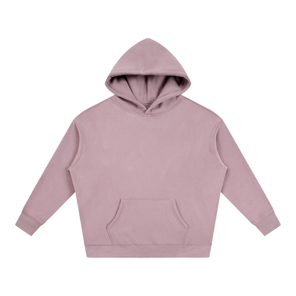Oversize mauve/pink fleece pullover hoodie with hood and front kangaroo pocket