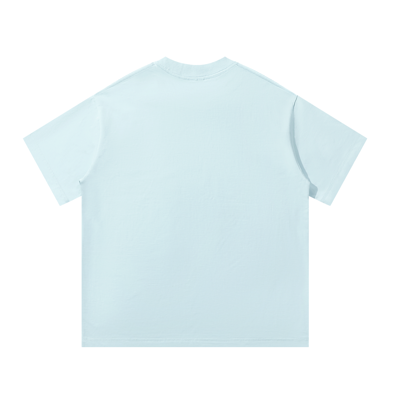 Unisex oversized T-shirt, sky blue, crew neck with short sleeves, back view