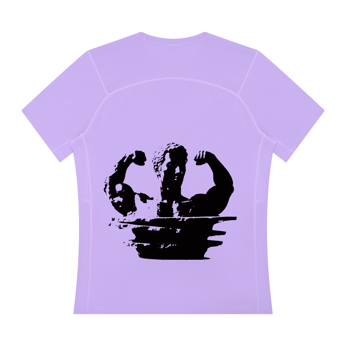 Men's regular-fit performance t-shirt, light purple, crew neck, back view with large graphic