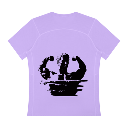Men's regular-fit performance t-shirt, light purple, crew neck, back view with large graphic