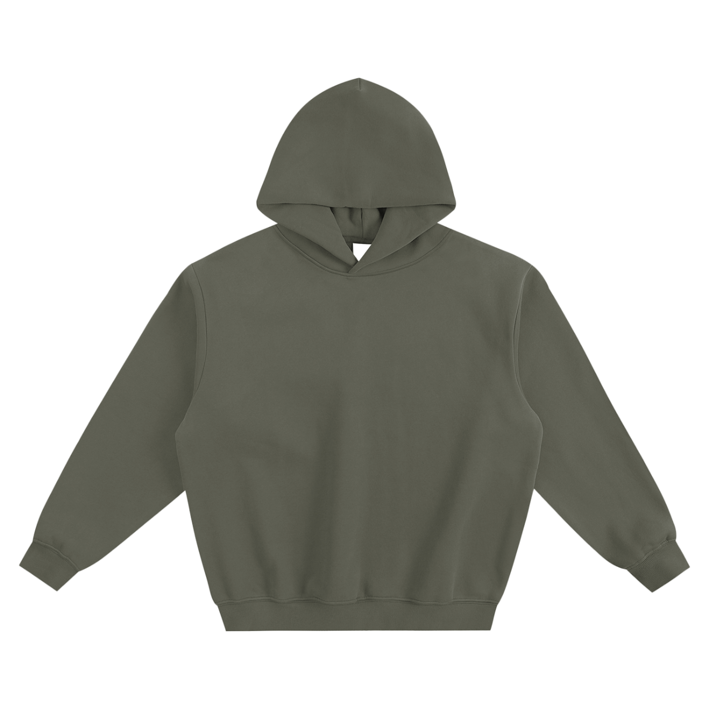 Dark olive oversized pullover hoodie with hood and front kangaroo pocket