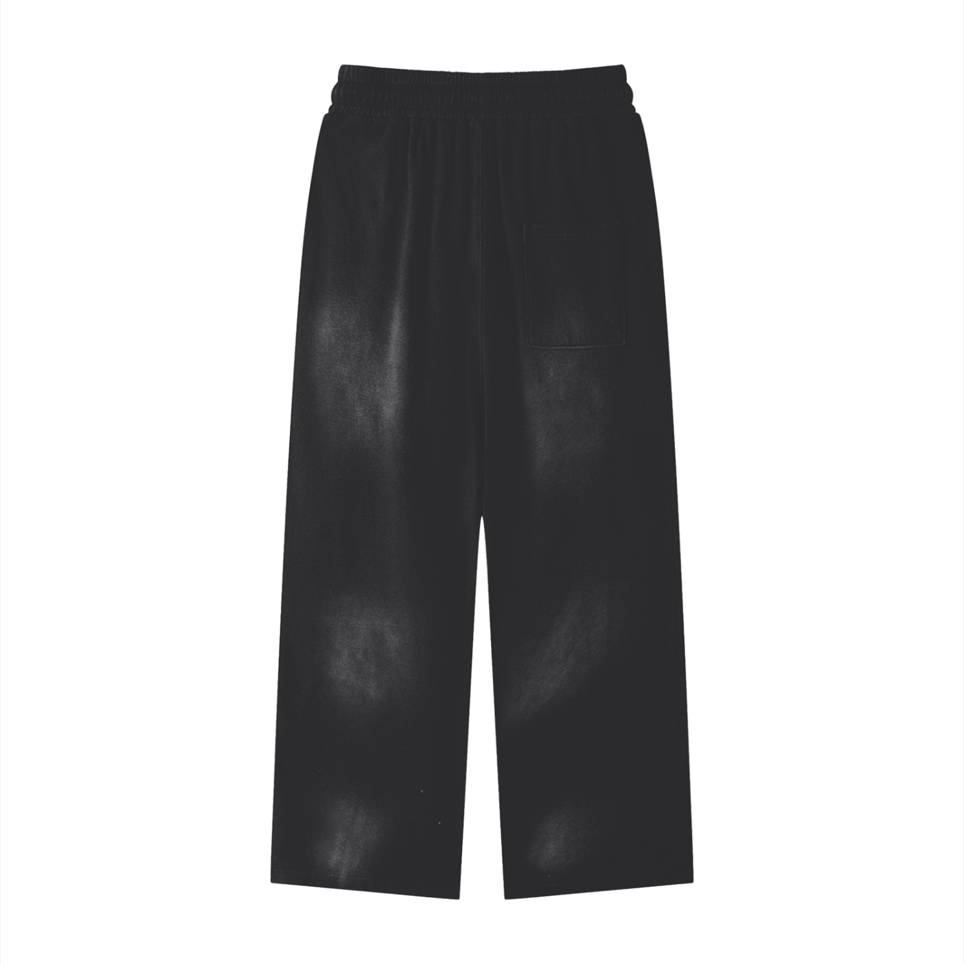 Black cotton sweatpants with elastic waistband and side patch pocket