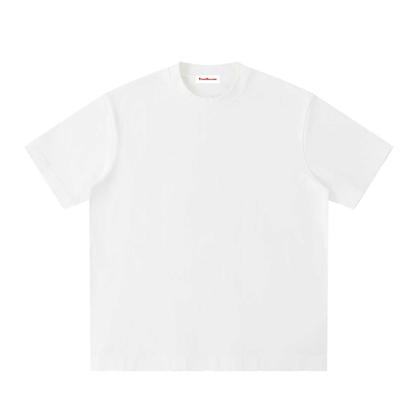 Washed frayed white t-shirt, crew neck, short sleeves