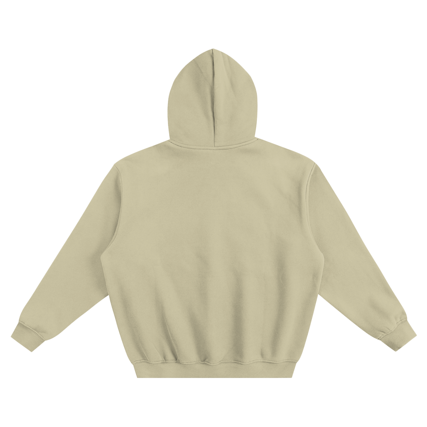 Oversized boxy hoodie, olive/khaki with hood up and kangaroo pocket