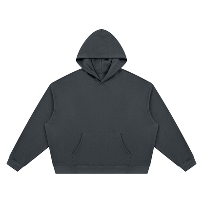 Unisex waffle boxy hoodie, dark gray, pullover with hood and front kangaroo pocket