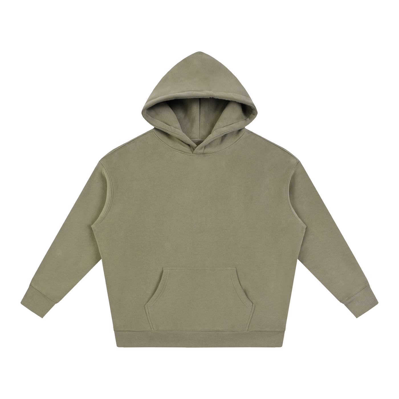 Oversize fleeced hoodie, taupe, front hood and kangaroo pocket