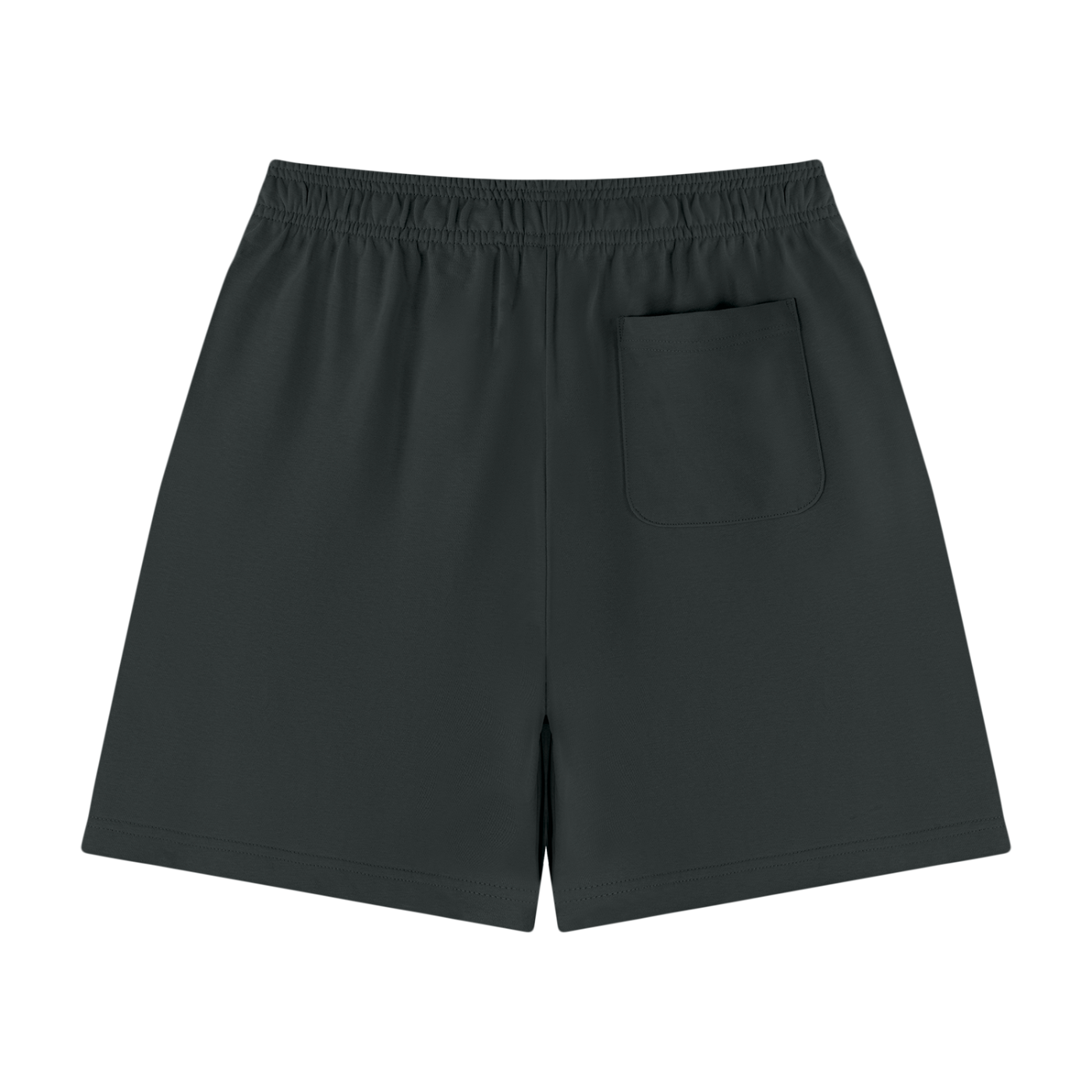 Unisex cotton shorts in charcoal gray with side pocket and elastic waistband