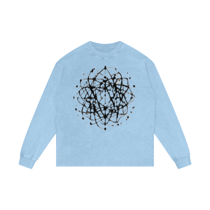 ABSTRACT EXPRESSION Acid Wash Oversize Long Sleeve T-Shirt by ODMPOD
