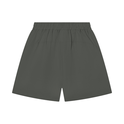 Unisex regular-fit shorts with elastic waistband, dark green-gray fabric