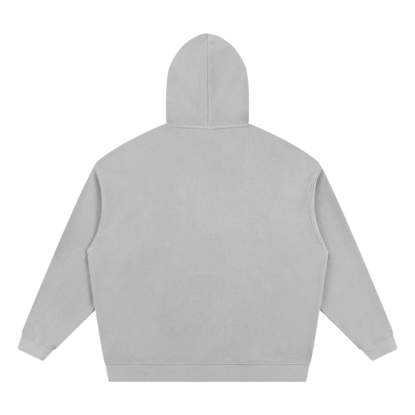 Oat gray unisex hoodie back view, pullover hood and long sleeves