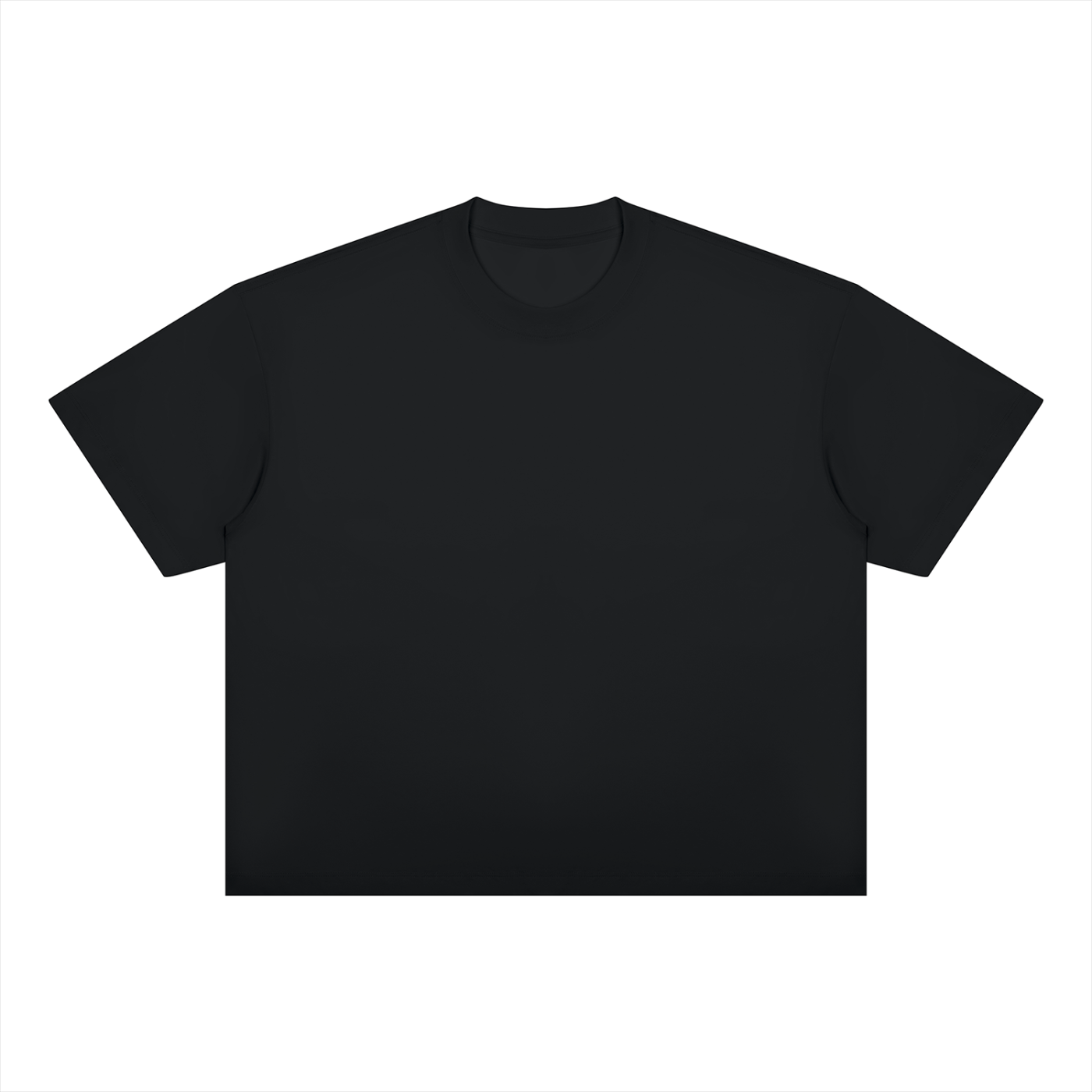 Black unisex boxy drop-shoulder T-shirt with crew neck, short sleeves