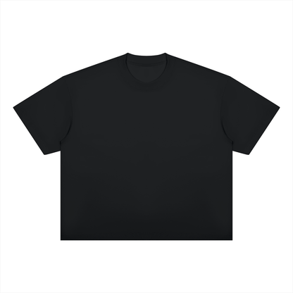 Unisex boxy drop-shoulder T-shirt, heavyweight black front view