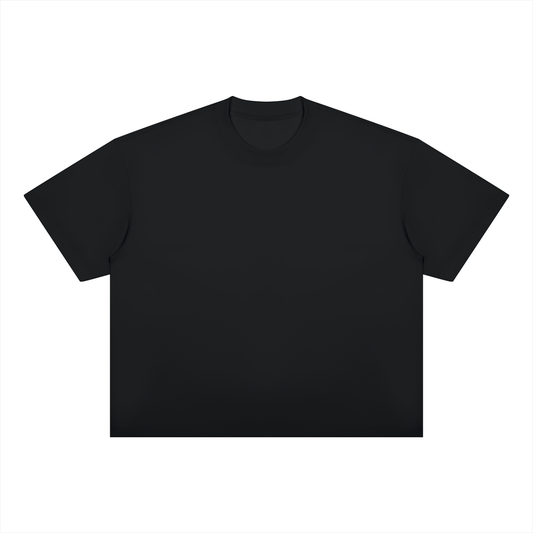 Unisex boxy drop-shoulder T-shirt, heavyweight black front view