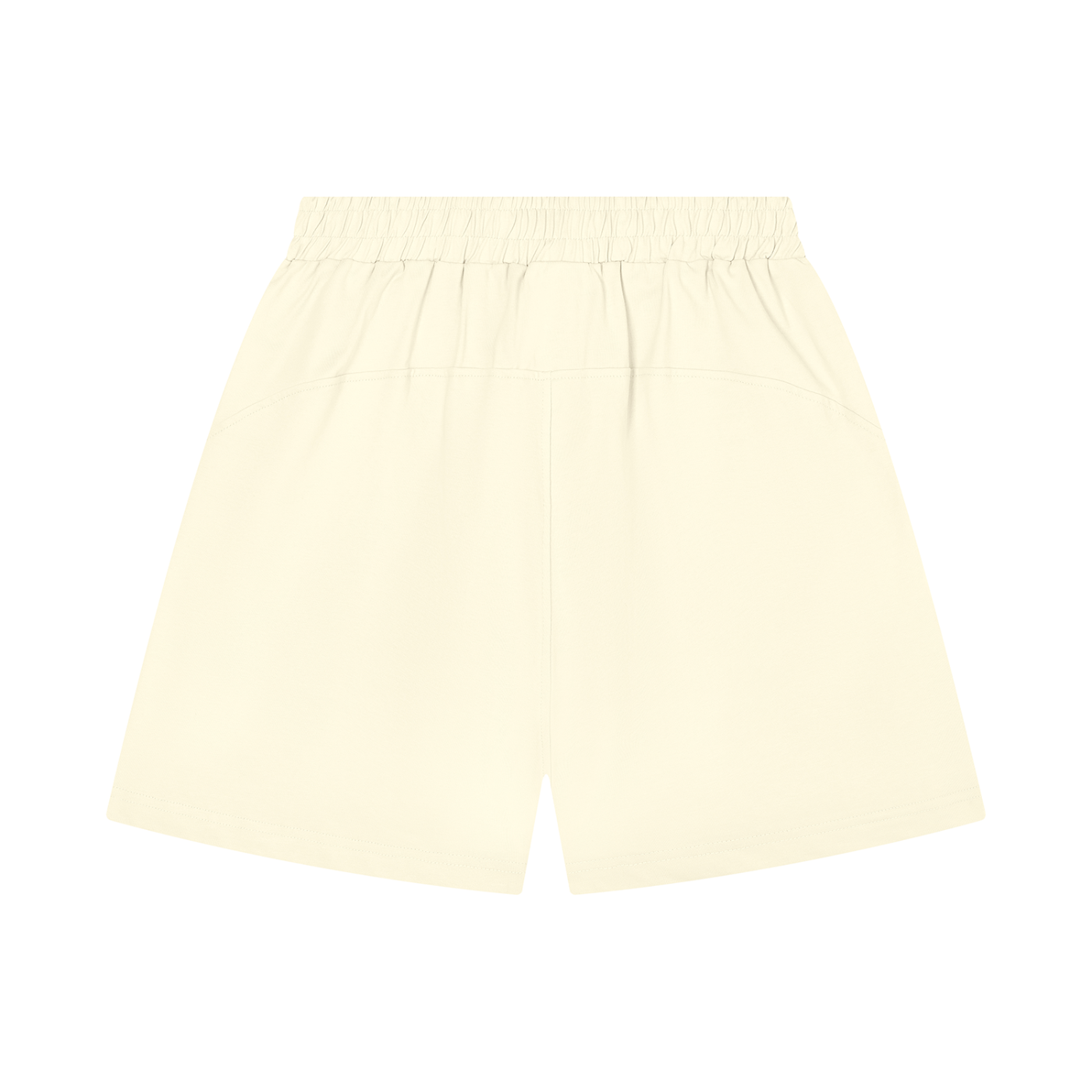 Light cream unisex regular-fit shorts with elastic waistband and relaxed A-line shape